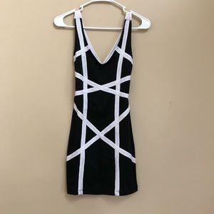 Black and White Open Back Dress